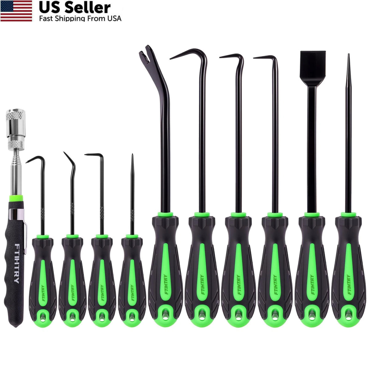 11-Piece Pick Set and Hook with Scraper for Automotive Use