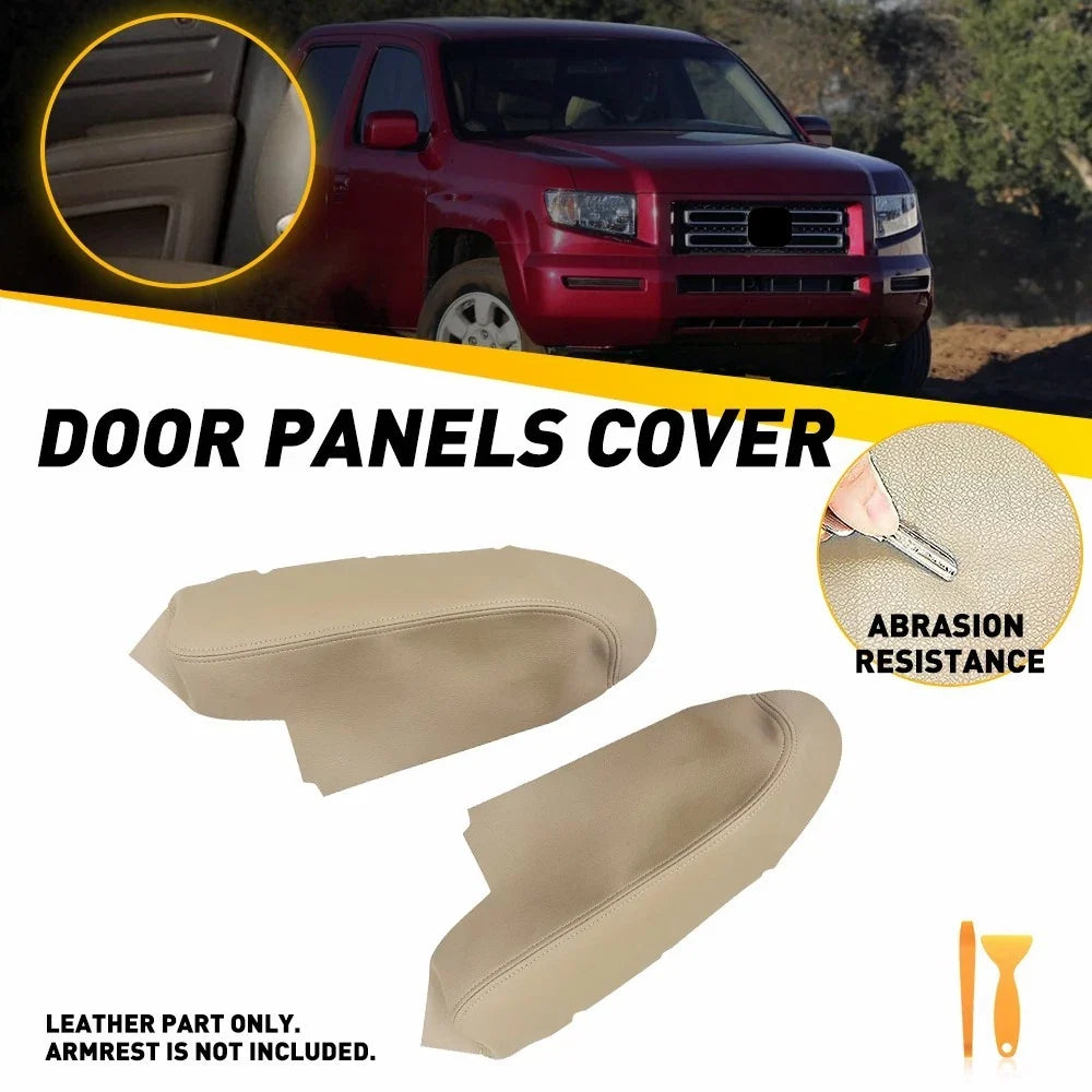 Front Door Armrest Covers for Honda Ridgeline (2006–2014) Beige Leather