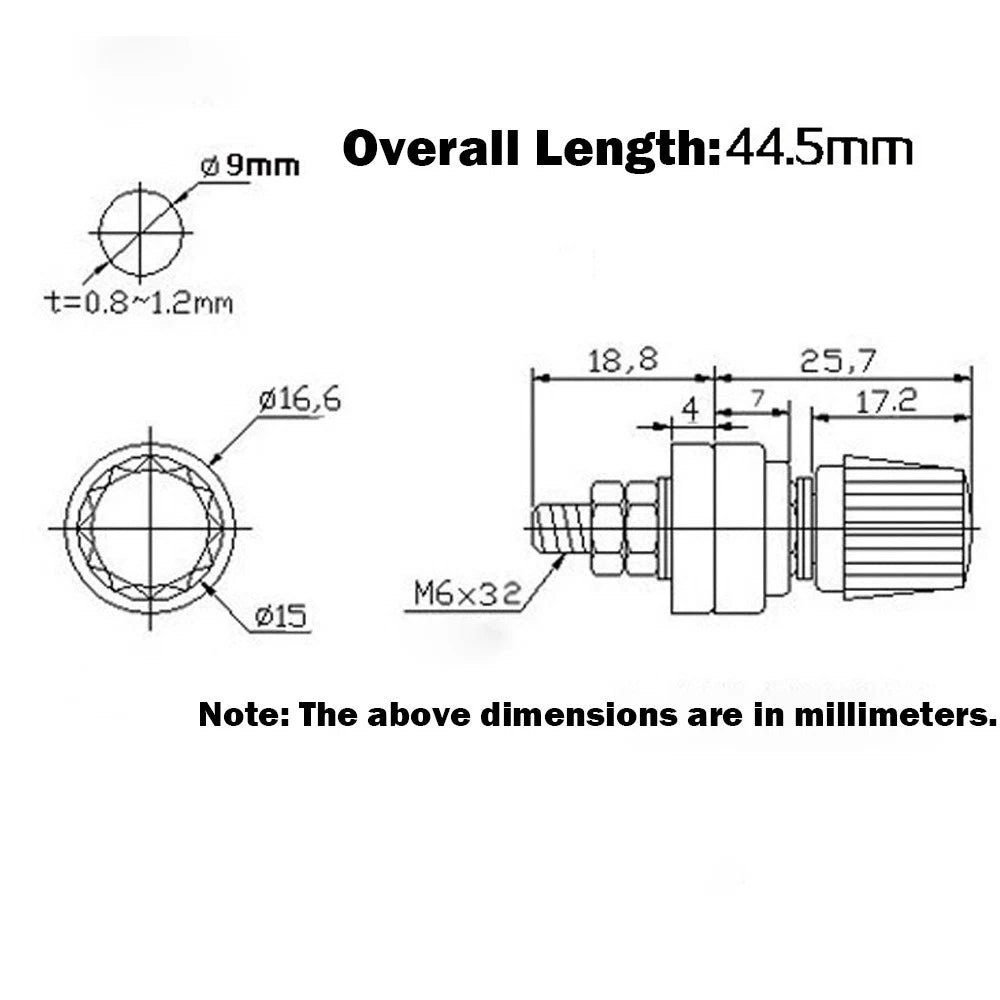 2X 6mm Stud Remote Battery Power Junction Post Connector Terminal M6