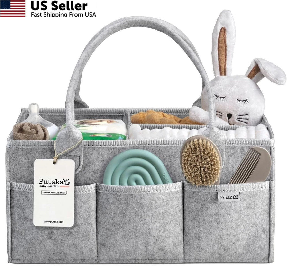 Diaper Caddy Organizer for Nursery Storage - Large, Grey