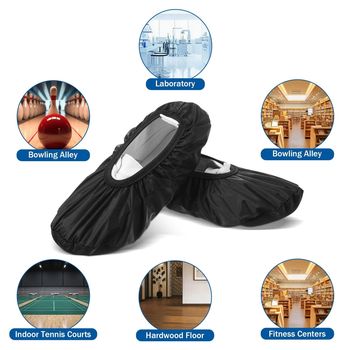 Reusable Black Shoe Covers for Larrel Bowling Shoes (Medium)