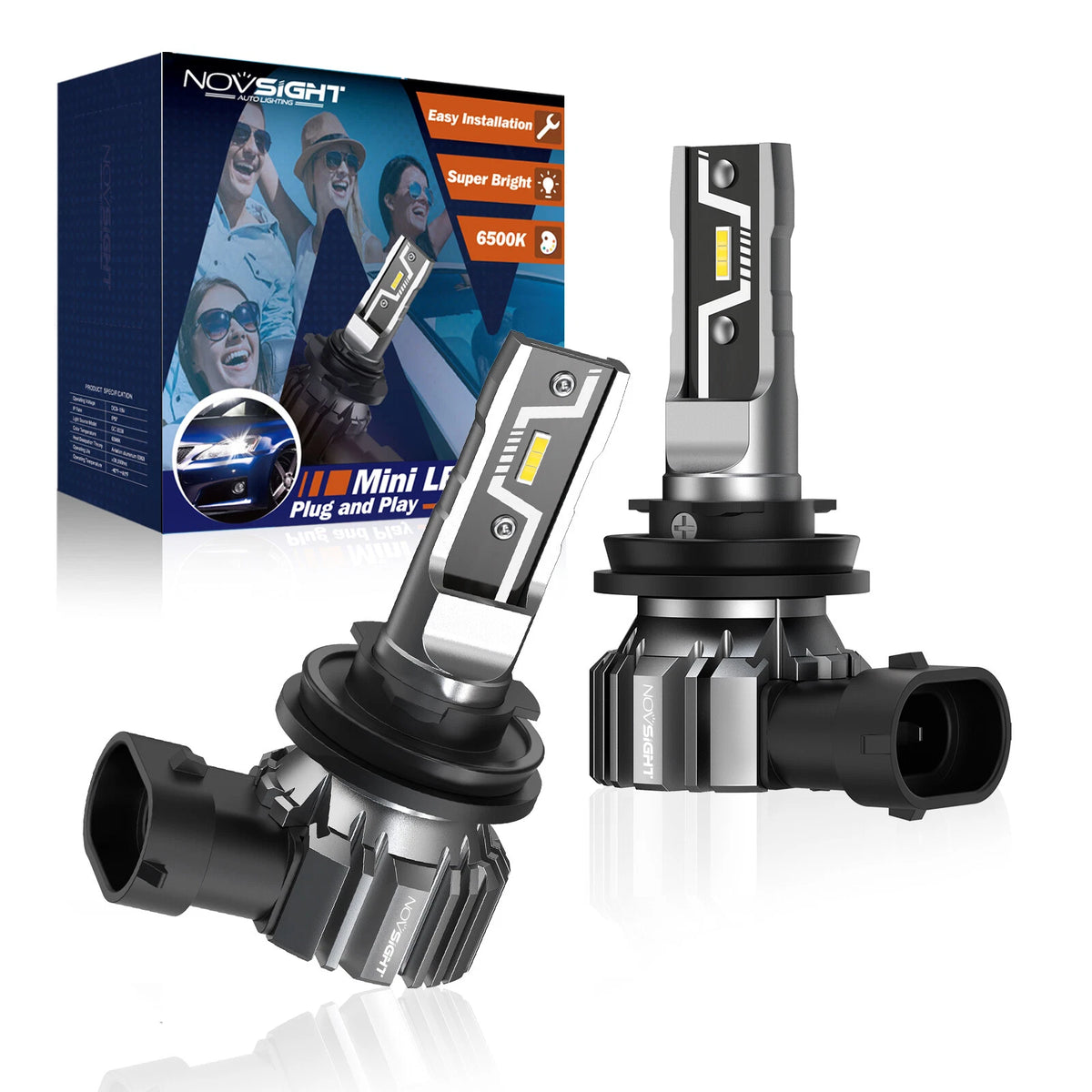 H11 LED Headlight Kit for NOVSIGHT (NOVA500N57H11)