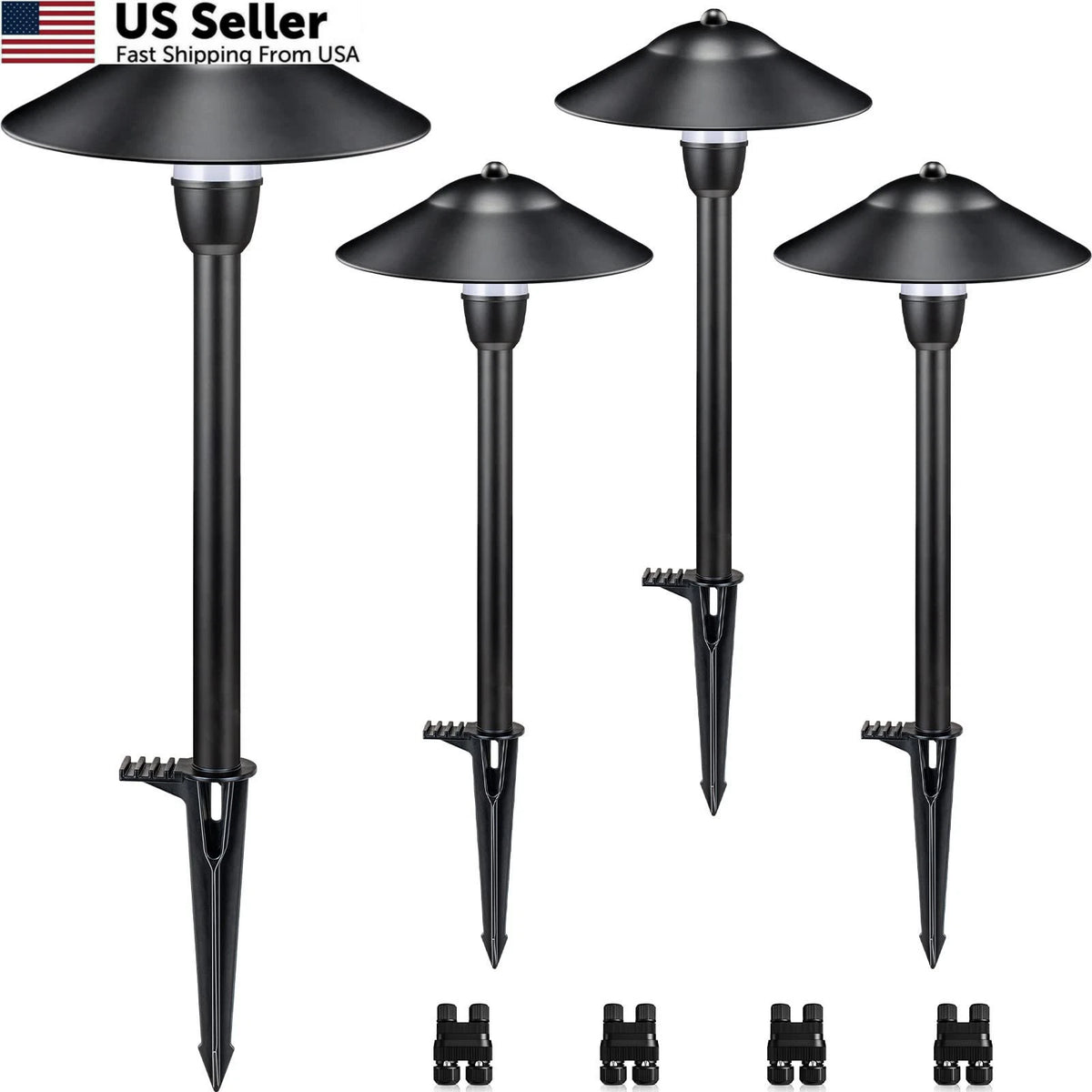 Set of 4 Low Voltage LED Pathway Lights for Landscape Lighting