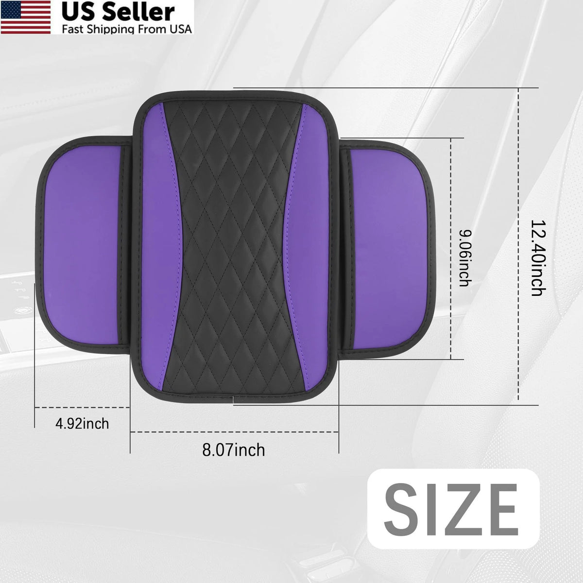 Patchwork Leather Center Console Cover for Universal Fit (12.40x8.07x0.70)