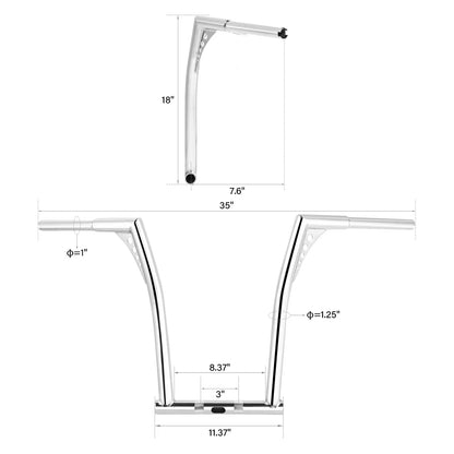 18" Ape Hanger Handlebar for Harley Dyna FLD FXDB (2012–2017)