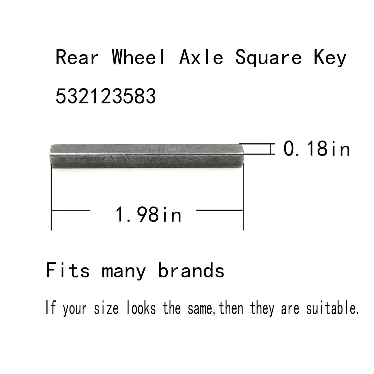 Rear Wheel Axle Square Key for Husqvarna (Compatible)