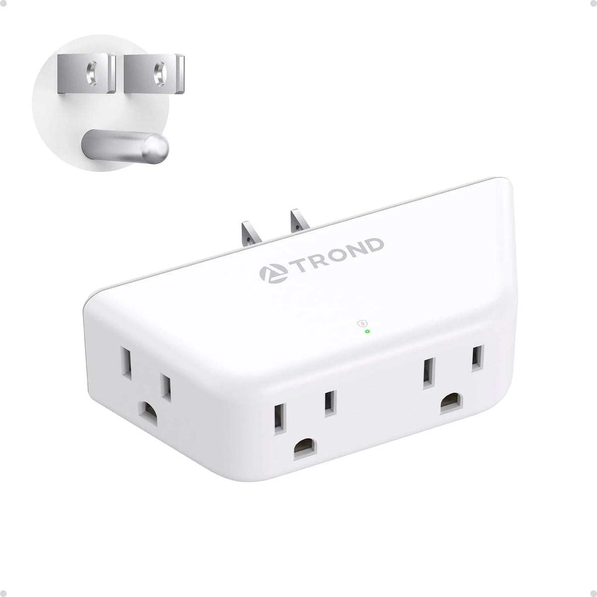 4 AC Socket Outlet Splitter Surge Protector Wall Extender (White)