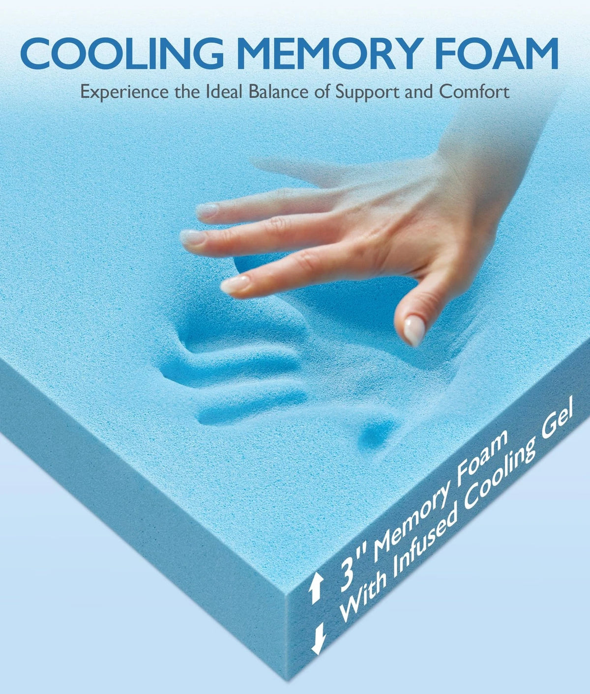 3 Inch Cooling Memory Foam Mattress Topper for Pressure Relief