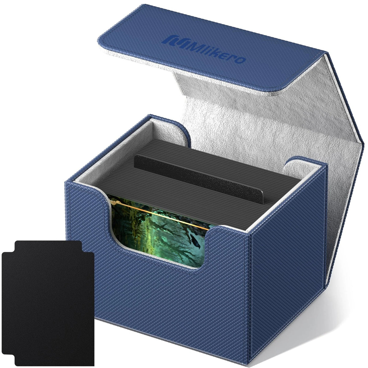 Mlikero Card Deck Box for Commander Box Holds 100+ B-Horizontal, B3-Blue