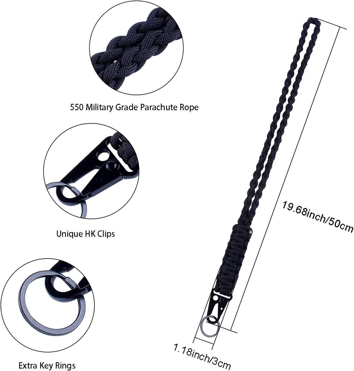 2Pcs Paracord Lanyard Whistles Strap for Keychain