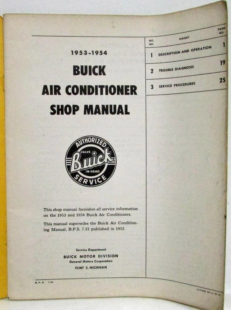 Air Conditioning Service Shop Manual for Buick (1953–1954)