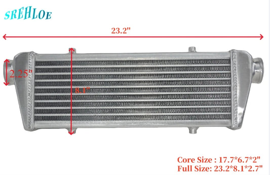 23X8X2.7" Aluminum Turbo Intercooler for Universal Applications (23.28.12.7")
