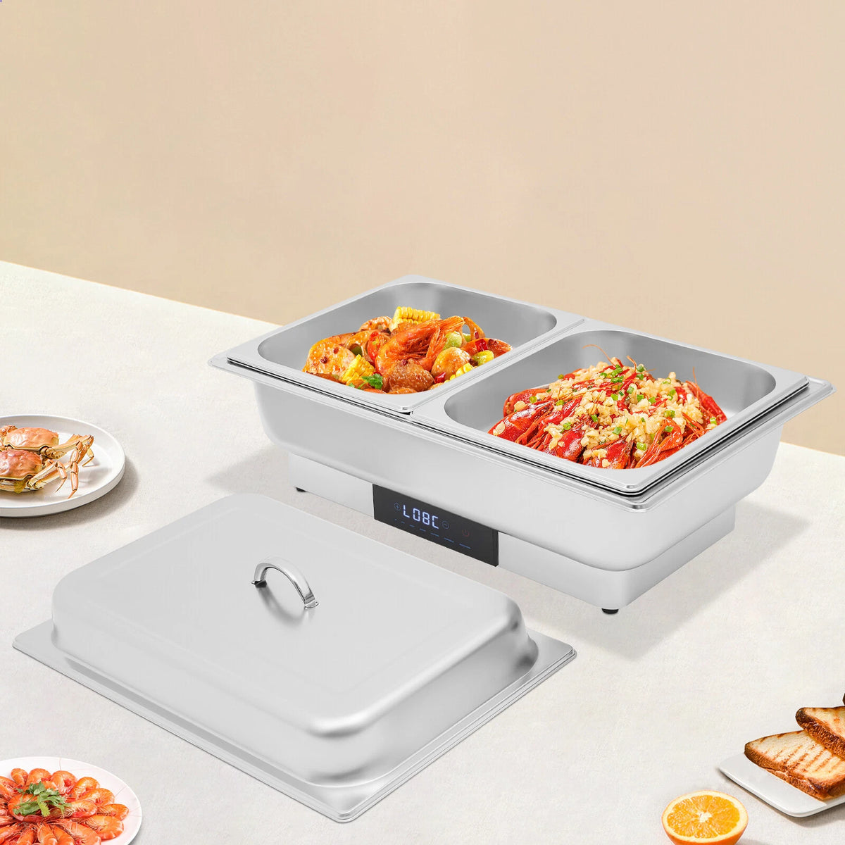 9L Stainless Steel Buffet Server Food Warmer with Temperature Control