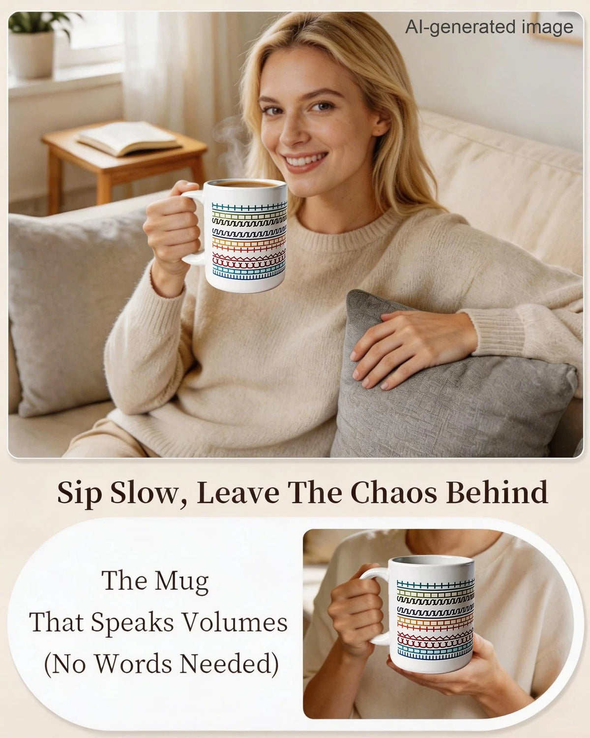 15 oz Ceramic Coffee Mug for Hidden Message (Funny, Rainbow)