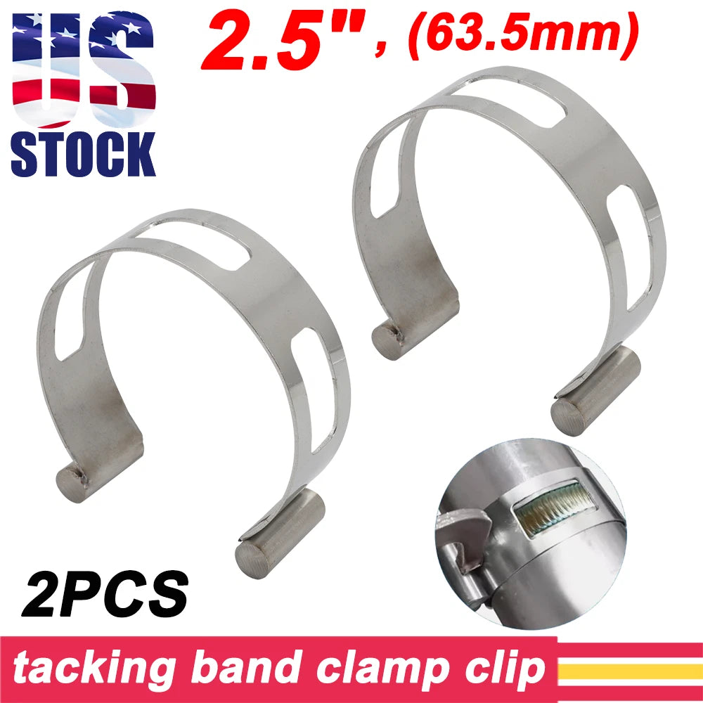2X 2.5" Stainless Exhaust Tacking Band Clamp-On for Welding Fabrication