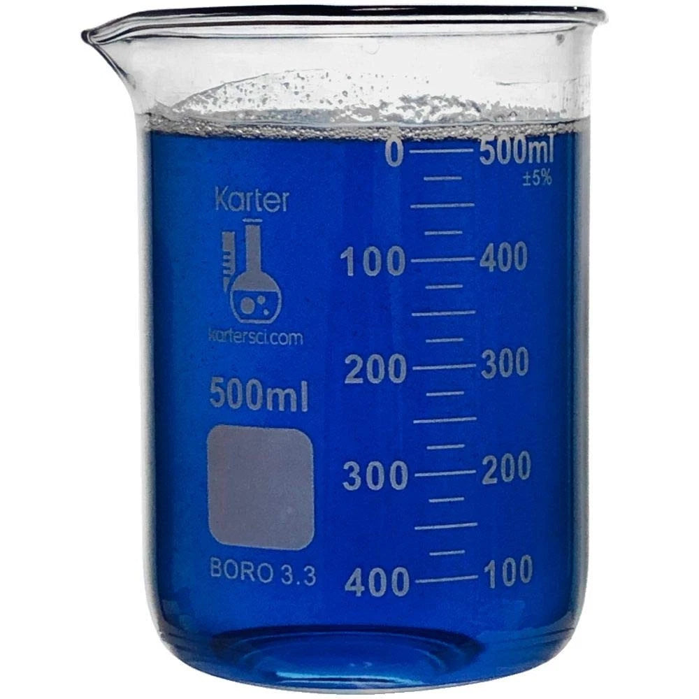 500ml Low Form Beaker for Laboratory Use (Borosilicate 3.3 Glass)