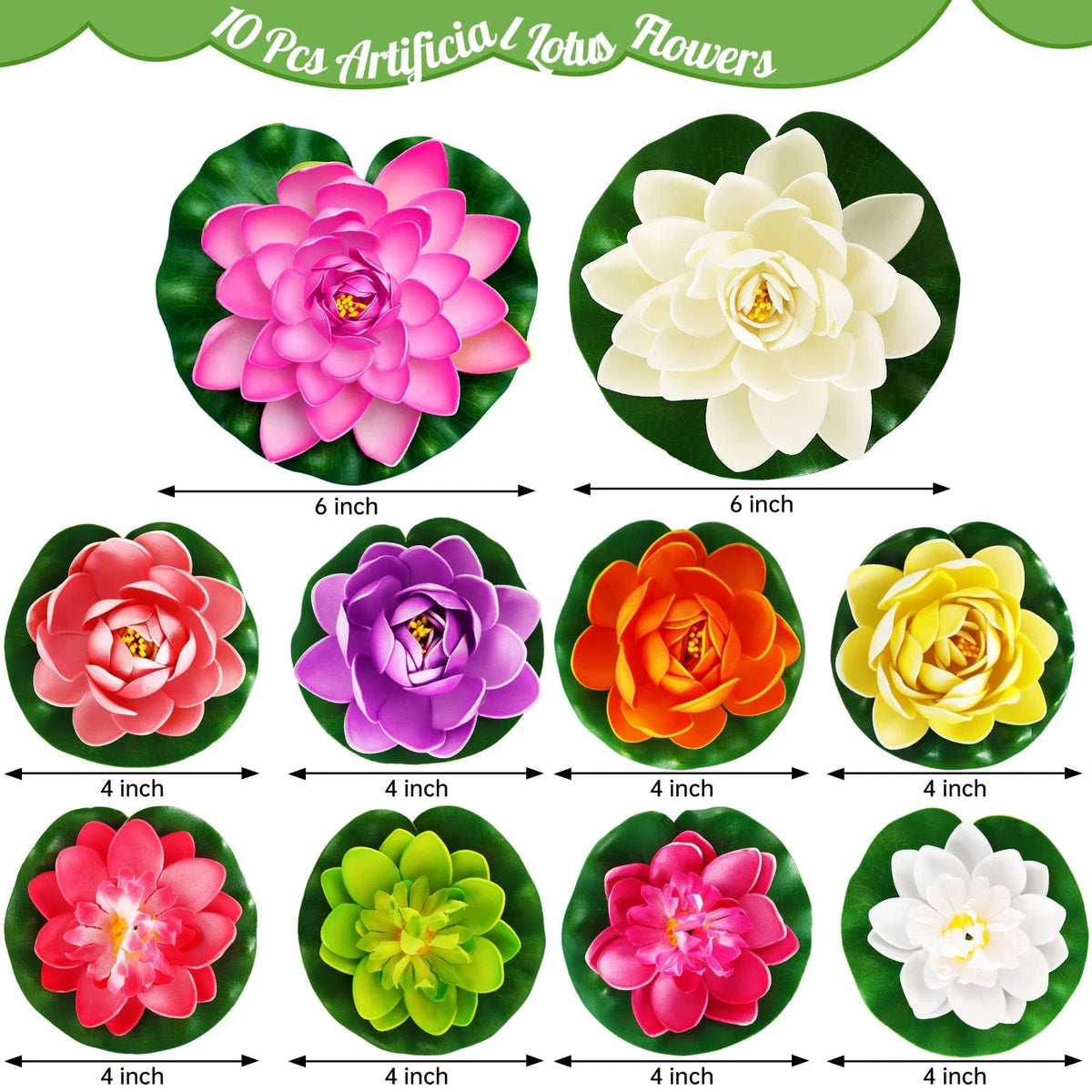 10 Pcs Artificial Lotus Flowers for Pond Pool
