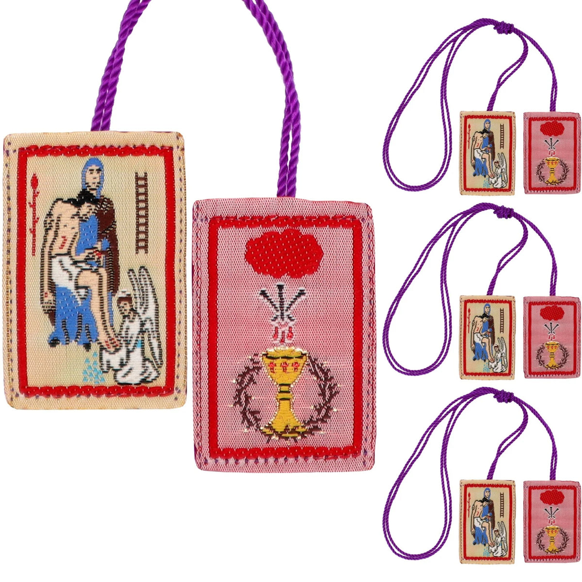 Small Purple Scapular Marie Julie Jahenny Pack for Benediction and Protection