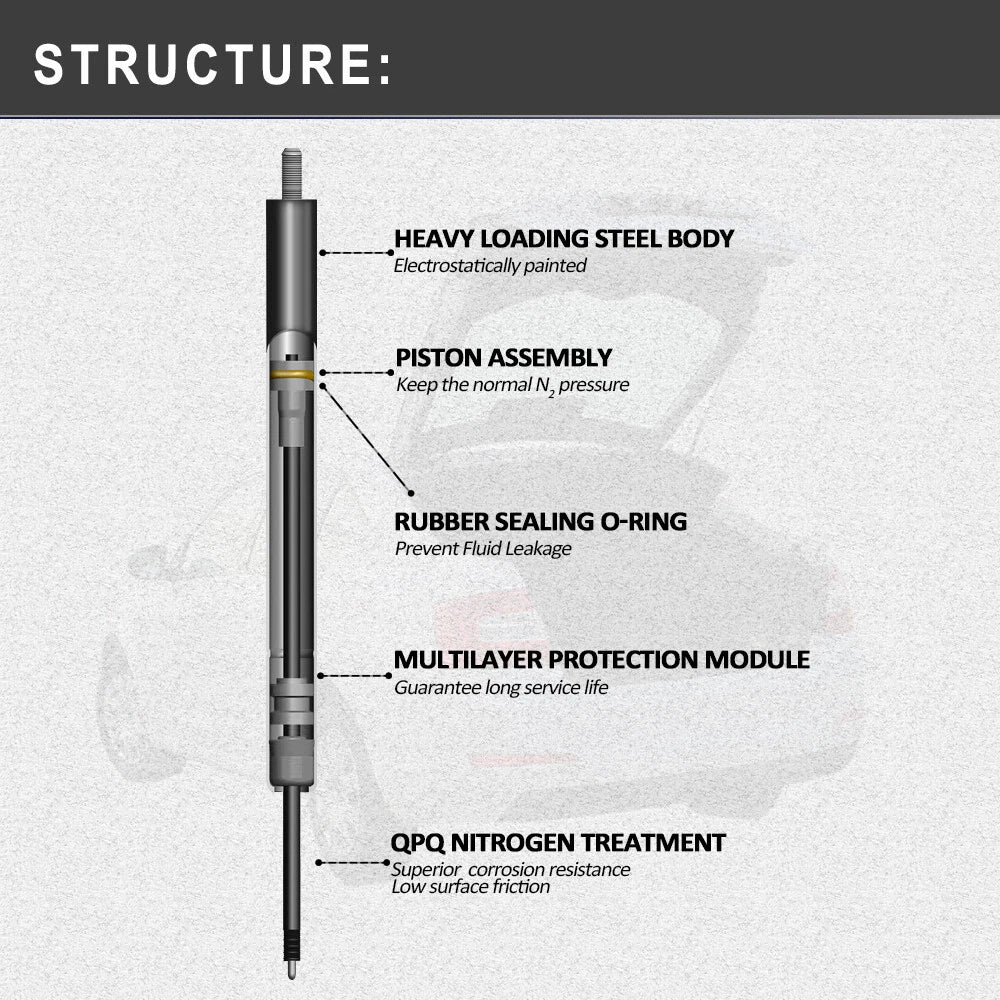 2X Rear Window Lift Supports for Universal Applications (Gas Struts Dampers)