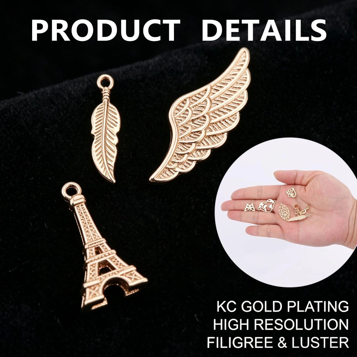 100 Pcs Jewelry Making Charms, Small, Gold