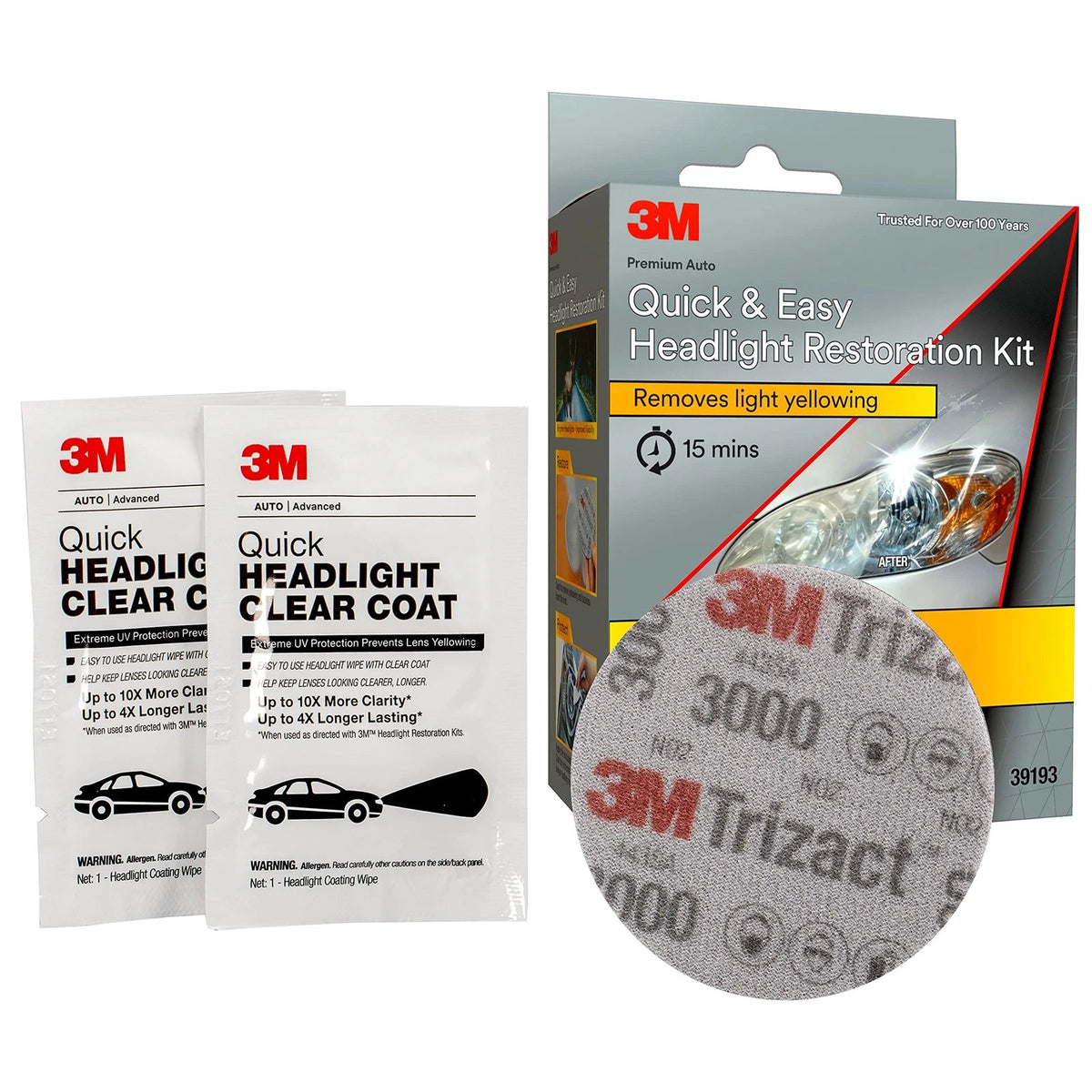 2X 3M Quick and Easy Headlight Restoration Kit for Universal Use