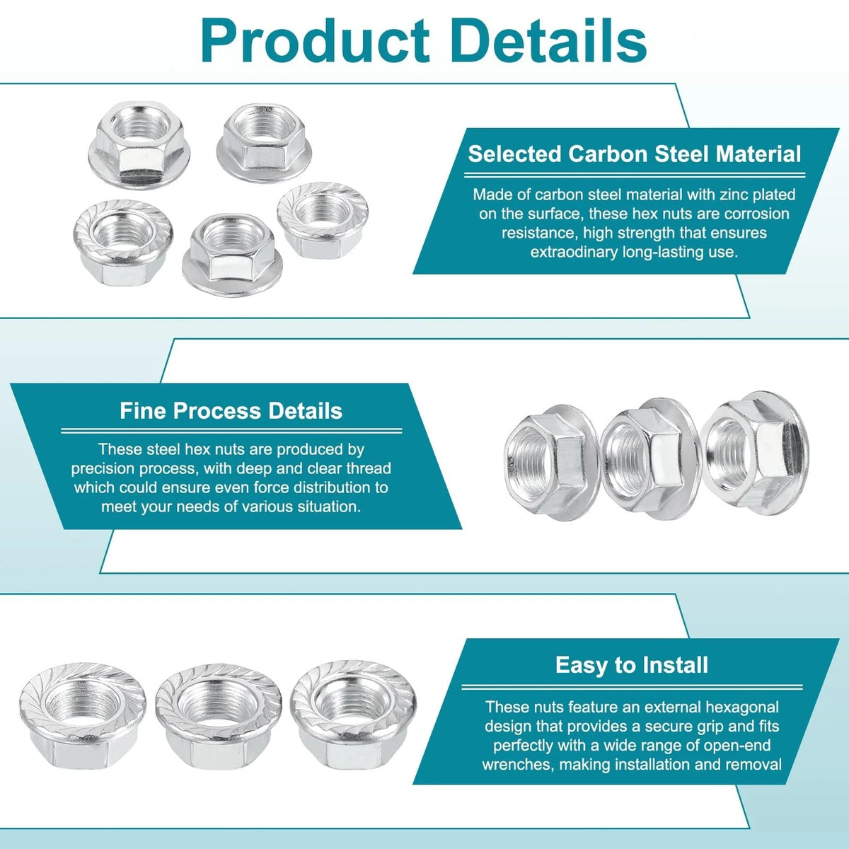 Set of 5 M14x1.5mm Serrated Flange Hex Lock Nuts for Automotive Applications