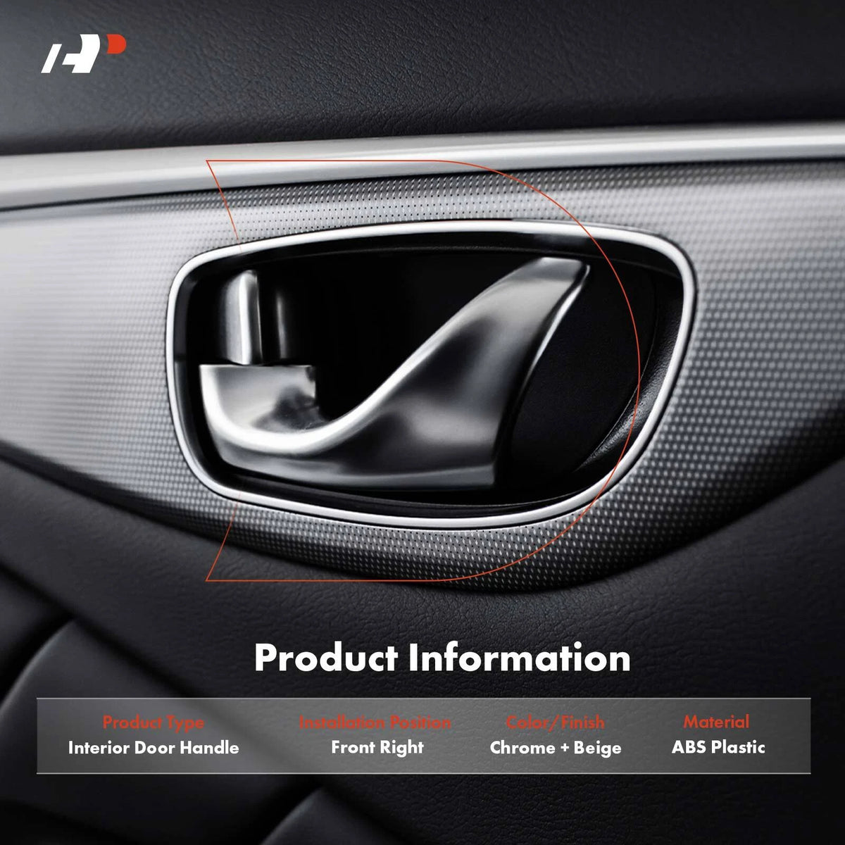 Front Right Plastic Interior Door Handle for Ford Mustang (2010–2014) AR3Z6322600DA, AR3Z6322600AA, 90894