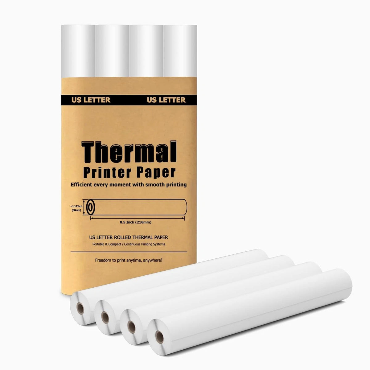 4 Rolls Thermal Paper 8.5’’ x 11’’ for Portable Printer (Compatible with D810)