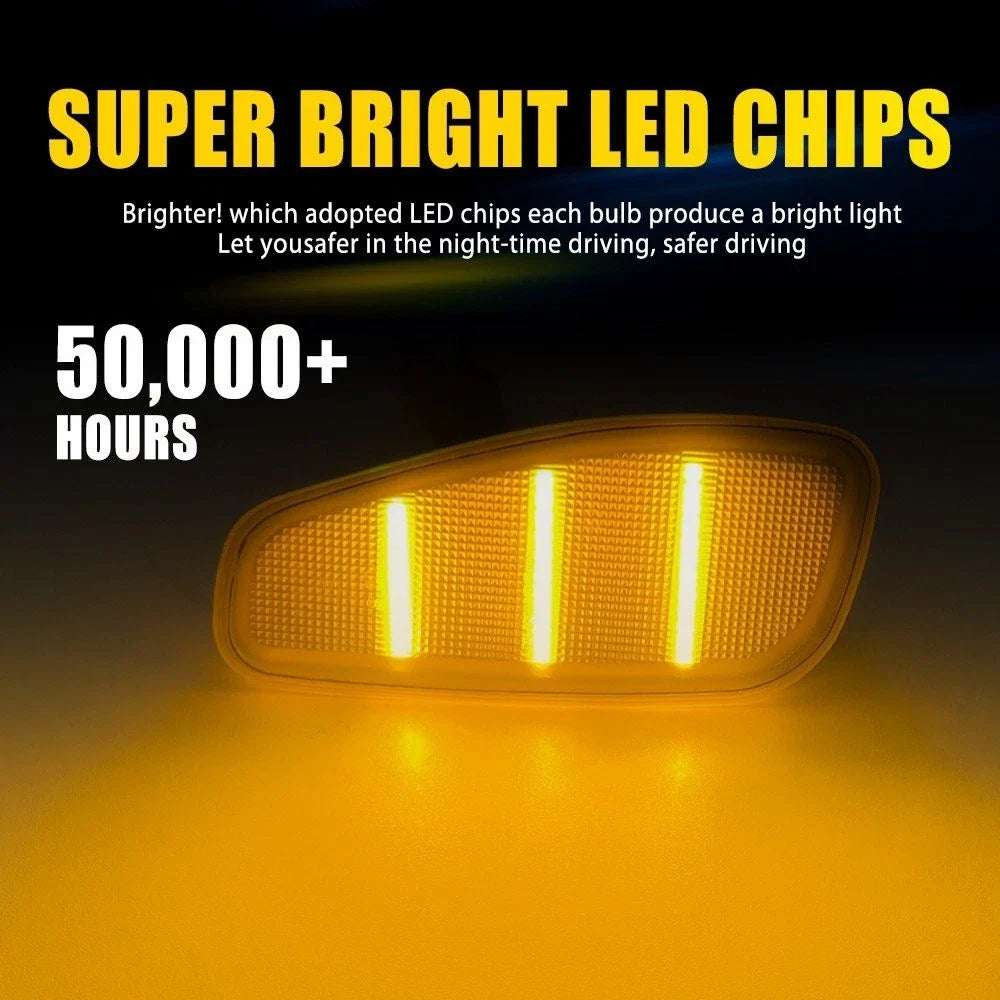 2X LED Side Marker Lights Assembly - Amber Front for Jeep Renegade 2015-2023