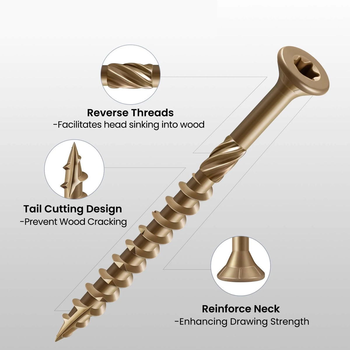 1 Inch Deck Screws for Exterior Decking (Bronze, 1lb Box)