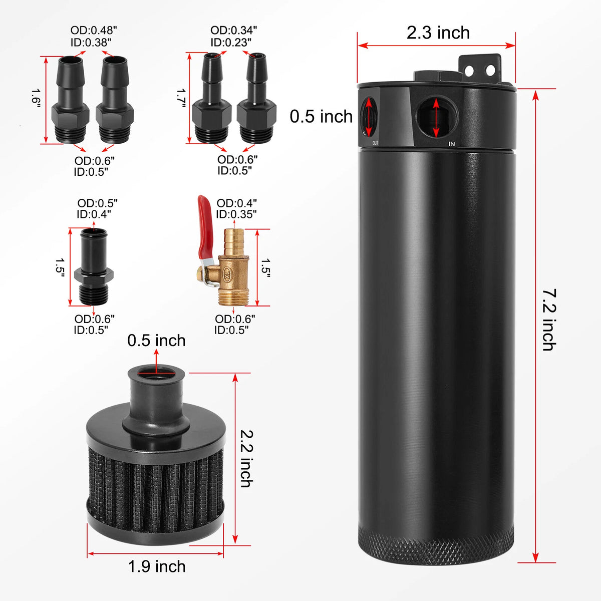 2X Baffled Oil Catch Can Reservoir Tank for Universal Applications