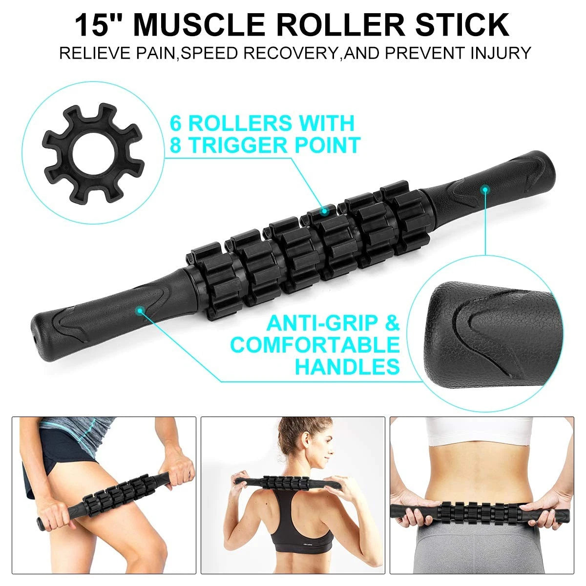 7-Piece Foam Roller Set for Back Therapy (12-inch)