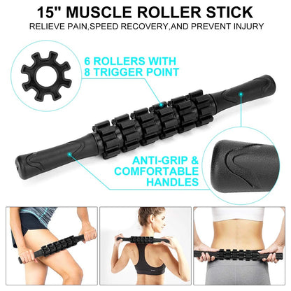 7-Piece Foam Roller Set for Back Therapy (12-inch)