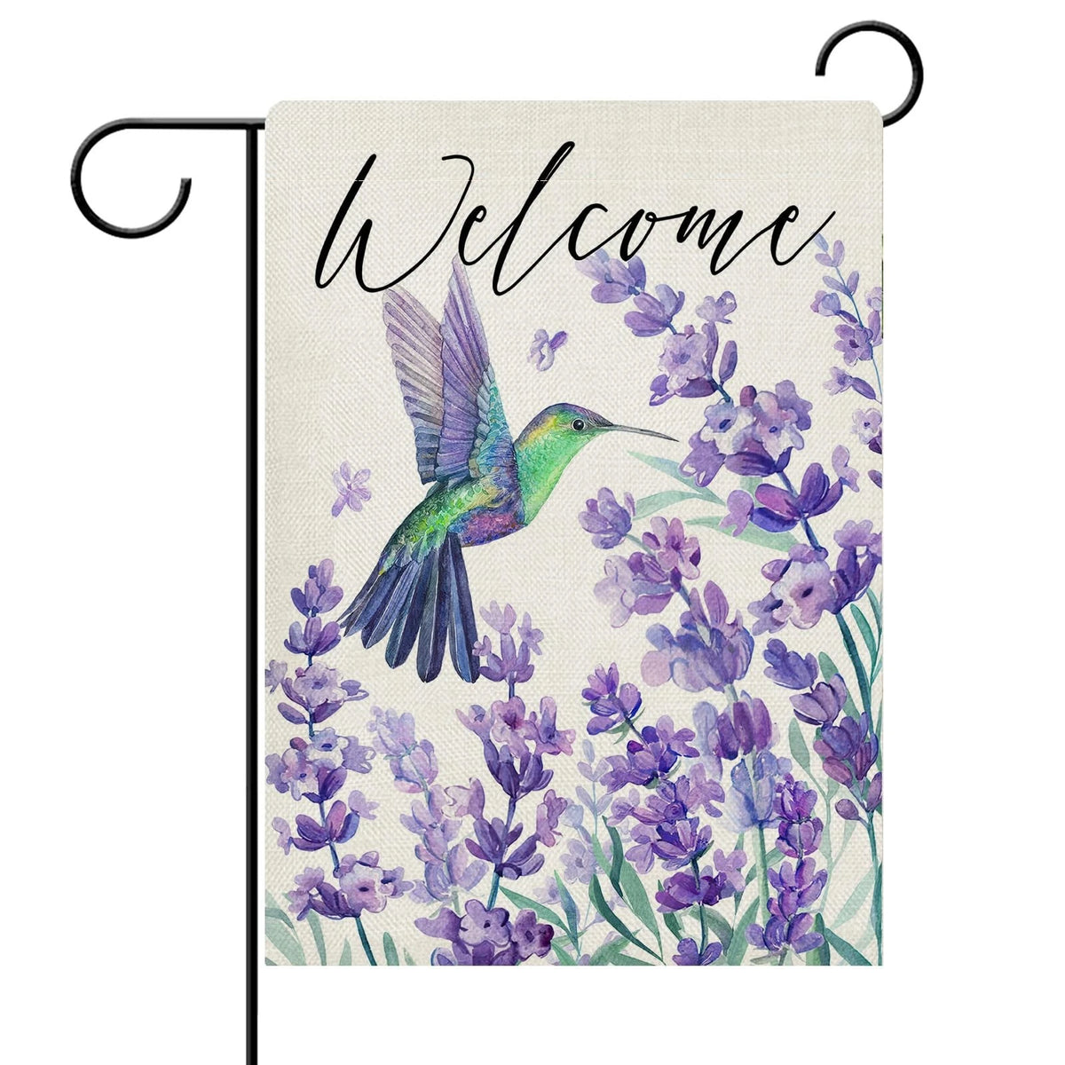 Decorative Garden Flag for Hummingbird Lavender (Spring Summer)