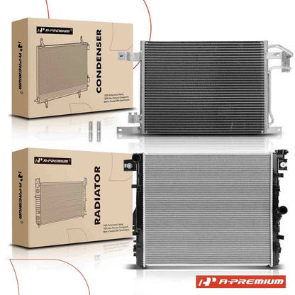 Manual Radiator & AC Condenser Cooling Kit for Jeep Wrangler (2007–2011) CU2957, 68143886AA, 55056634AB