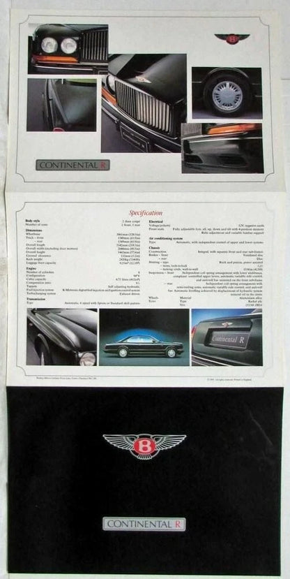 Sales Folder for Bentley Continental R (1991)
