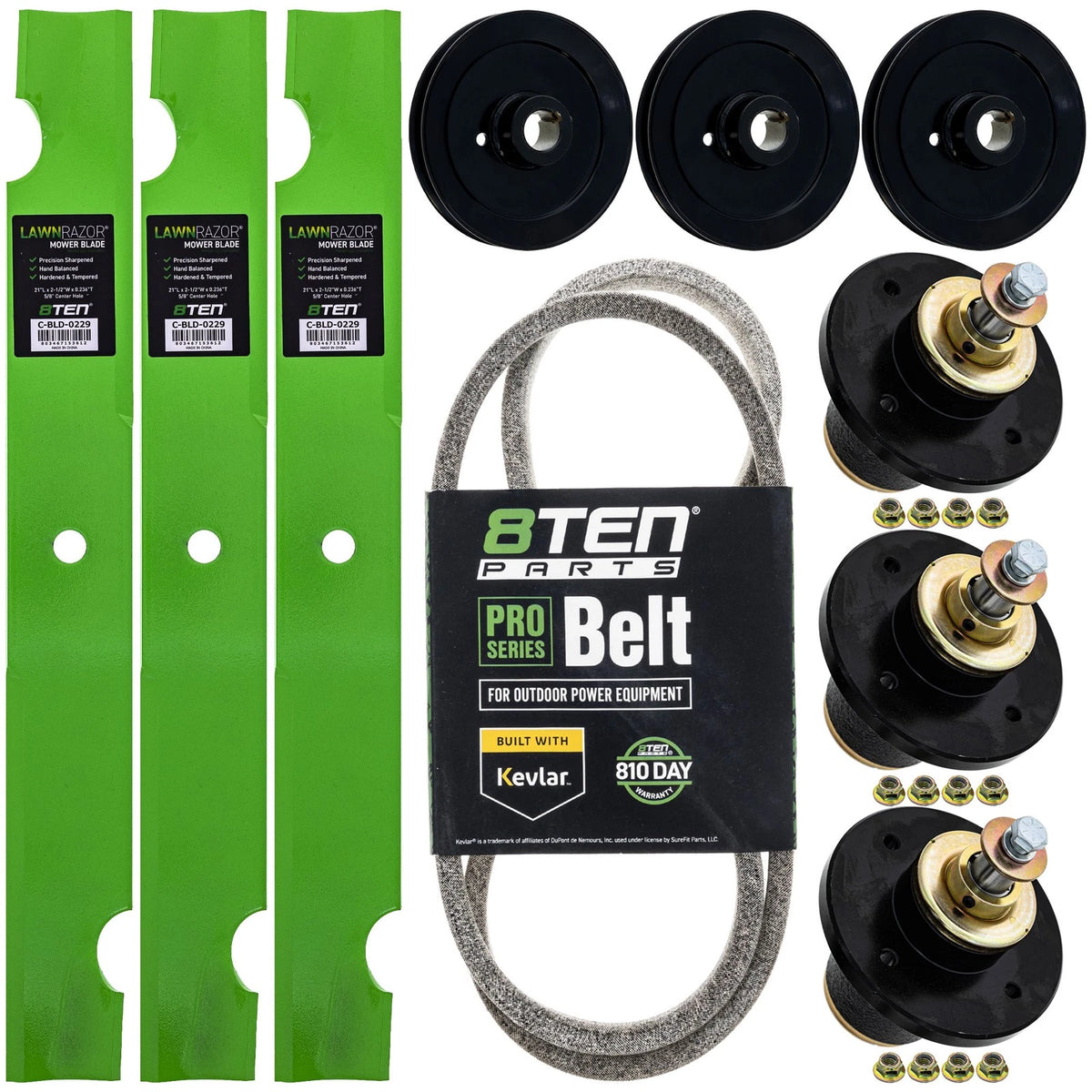 8TEN Blade Spindle Belt Kit for Bad Boy Rebel 61-Inch (038-6080-00, 037-4000-00)