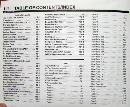 Electrical Wiring Diagram for Ford Windstar (2001)