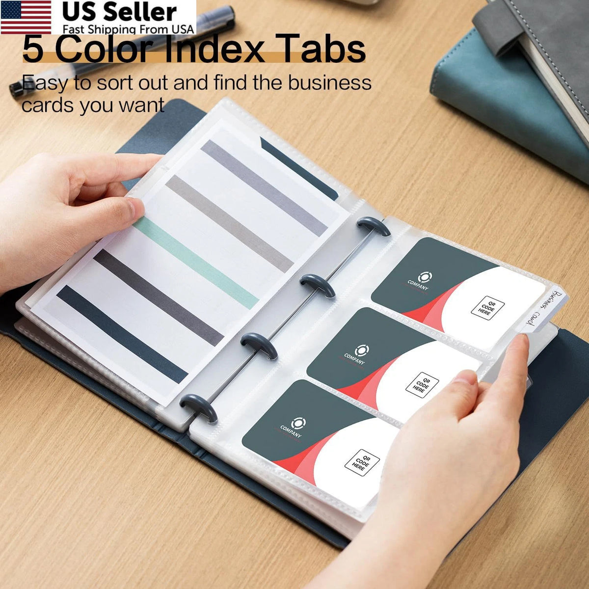 Business Card Book Holder Organizer - Blue