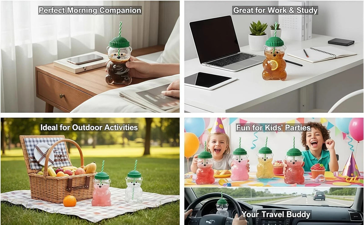 20oz Eco-Friendly Bear Straw Glass Cup for All Models