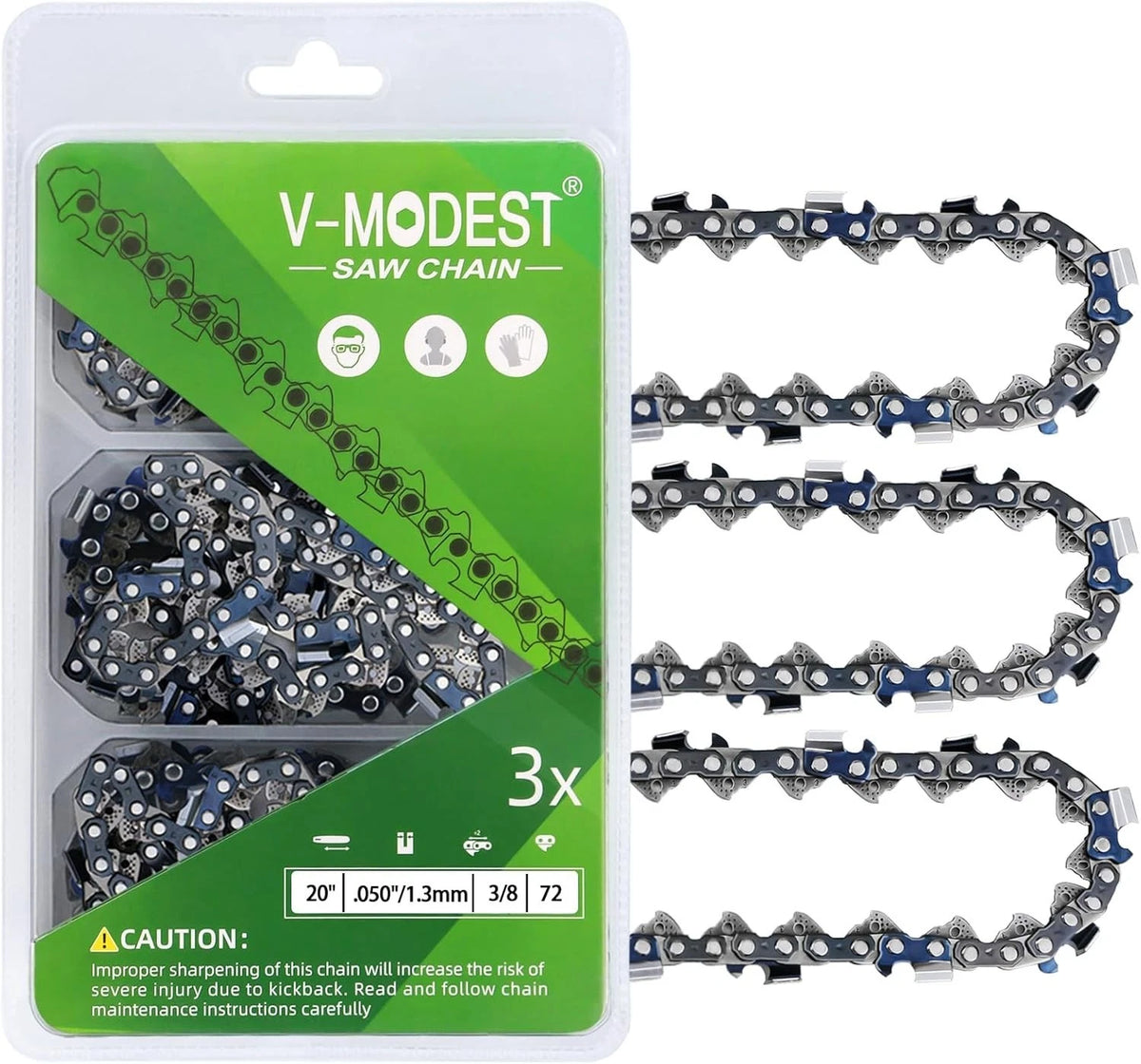 20" Chainsaw Chains - 72 Links .050" Gauge, Full Chisel Type