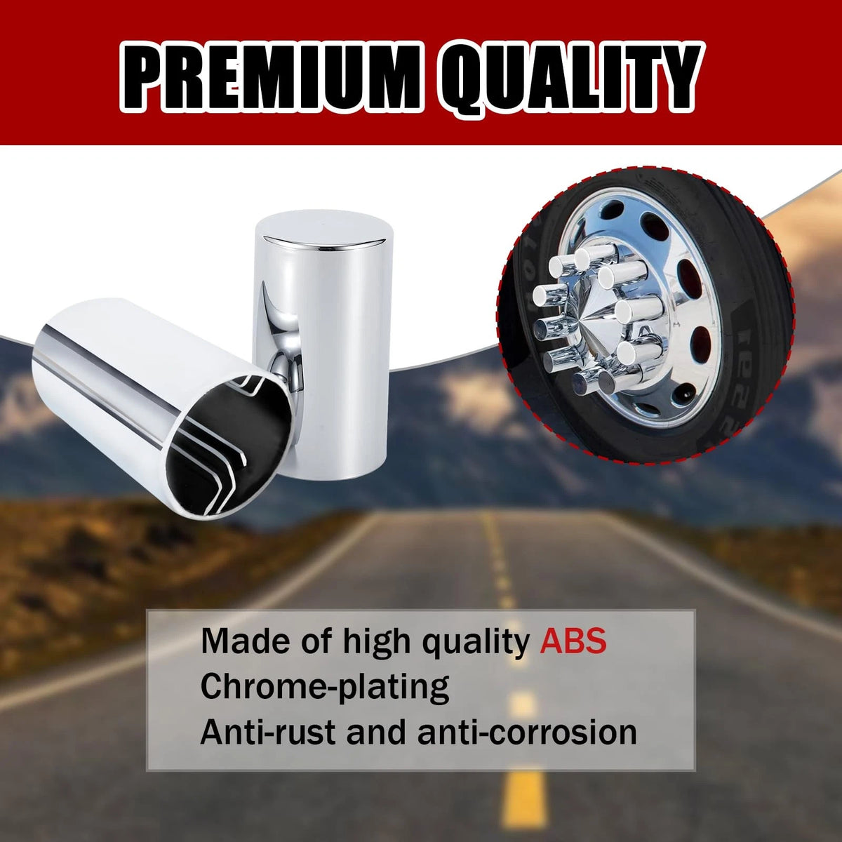 40 Pack of 33mm Chrome Lug Nut Covers for Semi Trucks & Trailers