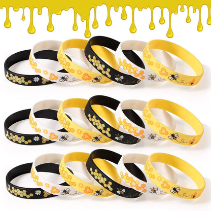 48 Bee Silicone Bracelets for Honeybee Enthusiasts (Bulk Pack)