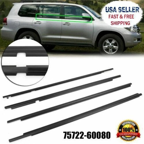 4X Weatherstrip Window Belt Moulding for Lexus GX470 (2003–2009) 75722-60080