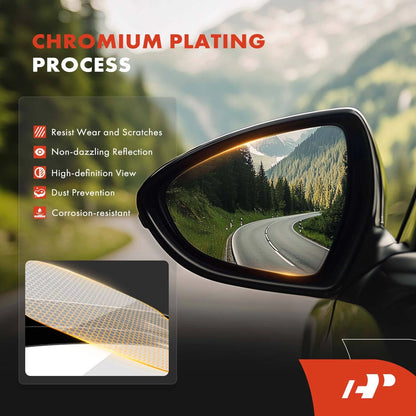 Pair Manual Mirror Glass for Dodge Ram 1500 (2005–2008) 2500 3500 (2005–2009) 68003587AA, 68003585AA
