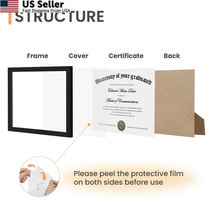 Certificate Frame for 8.5x11 Black Clear Plexiglass