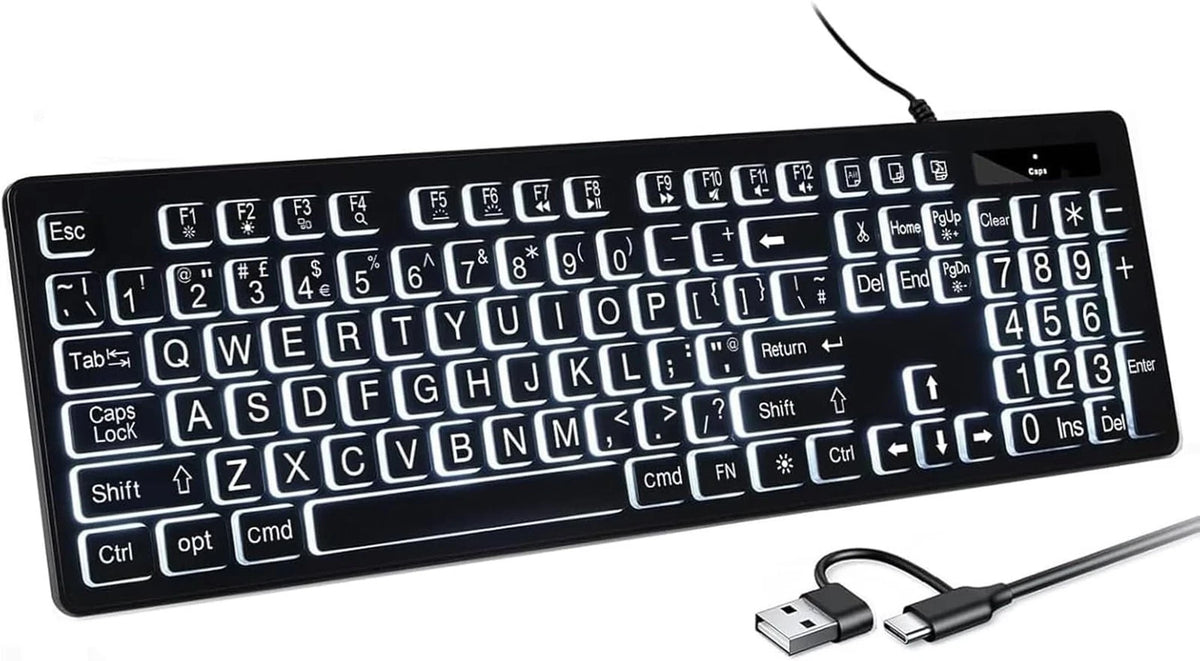 Backlit Keyboard for Mac Full Size Wired USB Numeric Keypad (2016–2023)