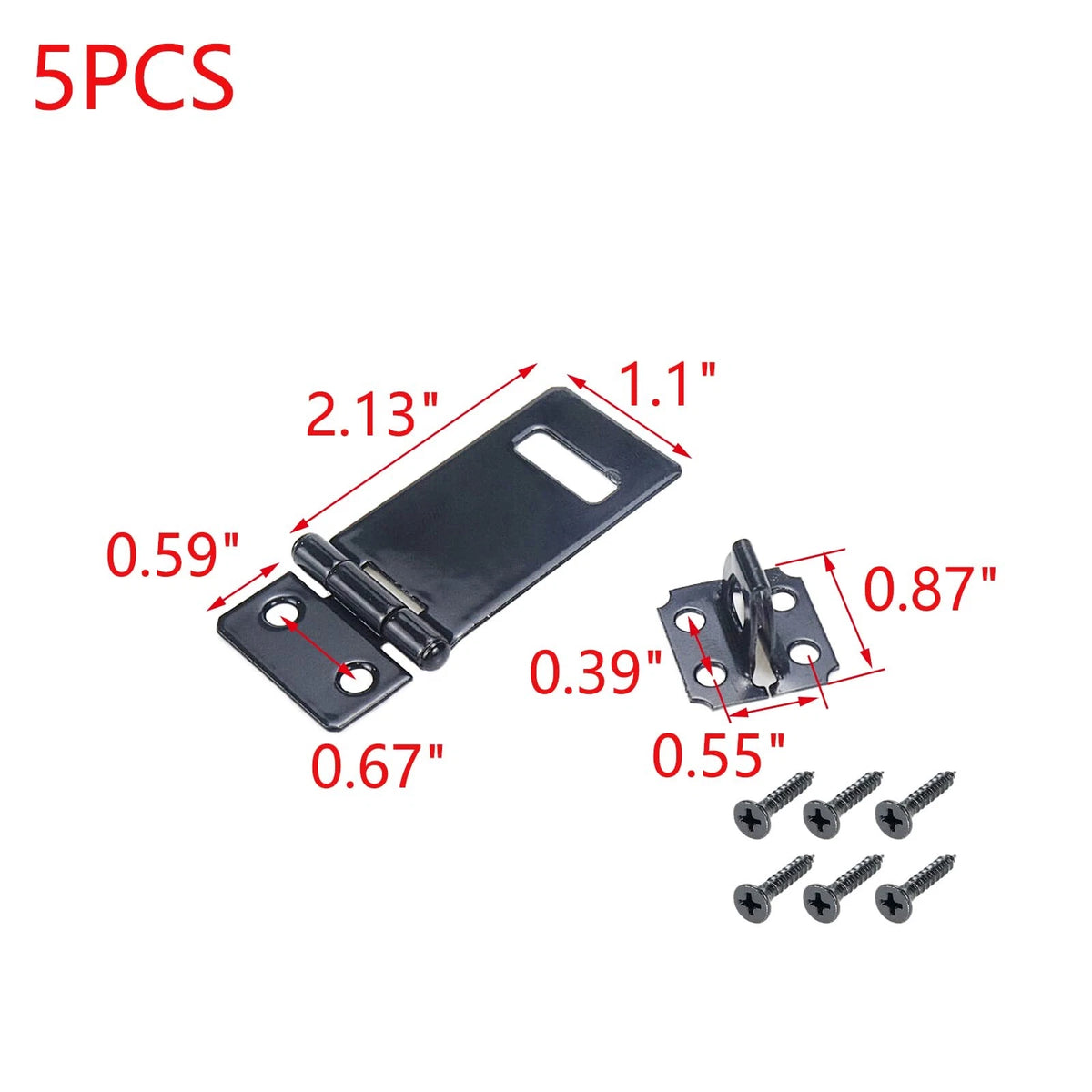 2X 2-Inch Door Lock Hasps for Various Applications (Black)
