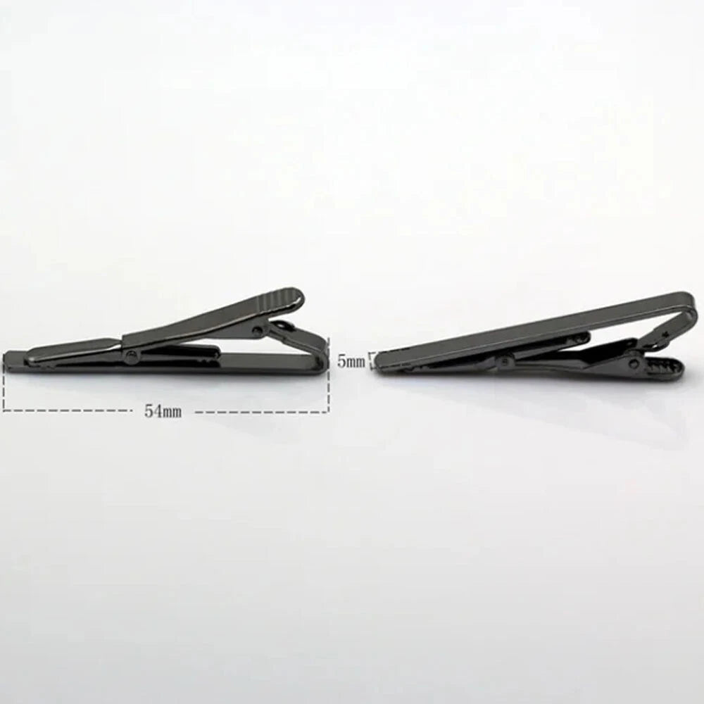 5Pcs Stainless Steel Tie Clip Set - Gold, Black, Silver