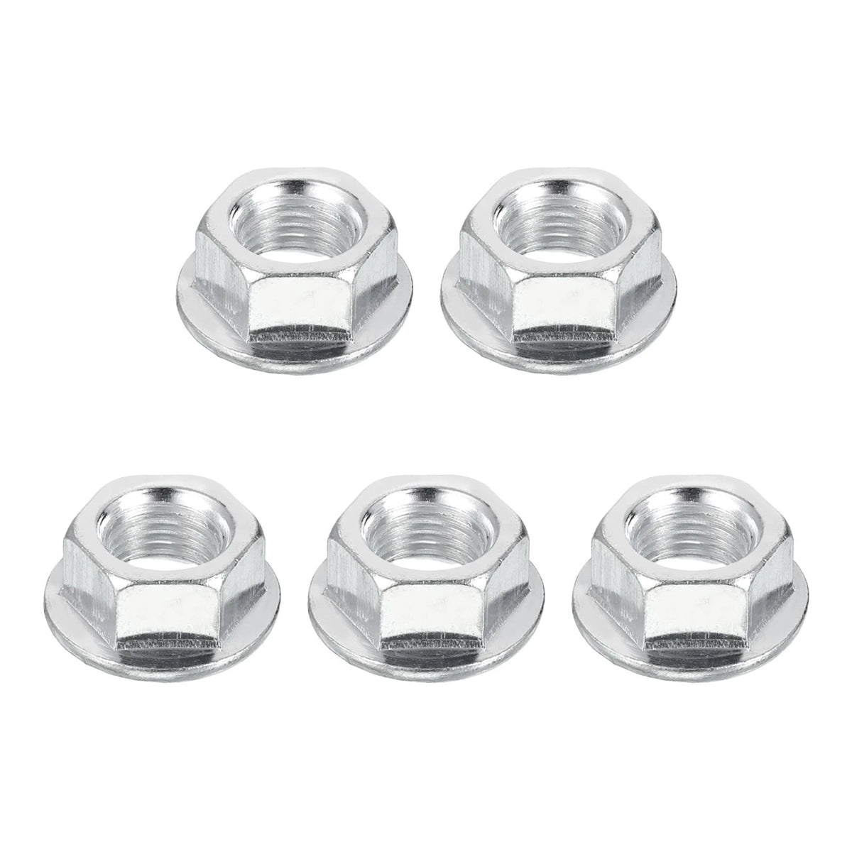 Set of 5 M14x1.5mm Serrated Flange Hex Lock Nuts for Automotive Applications